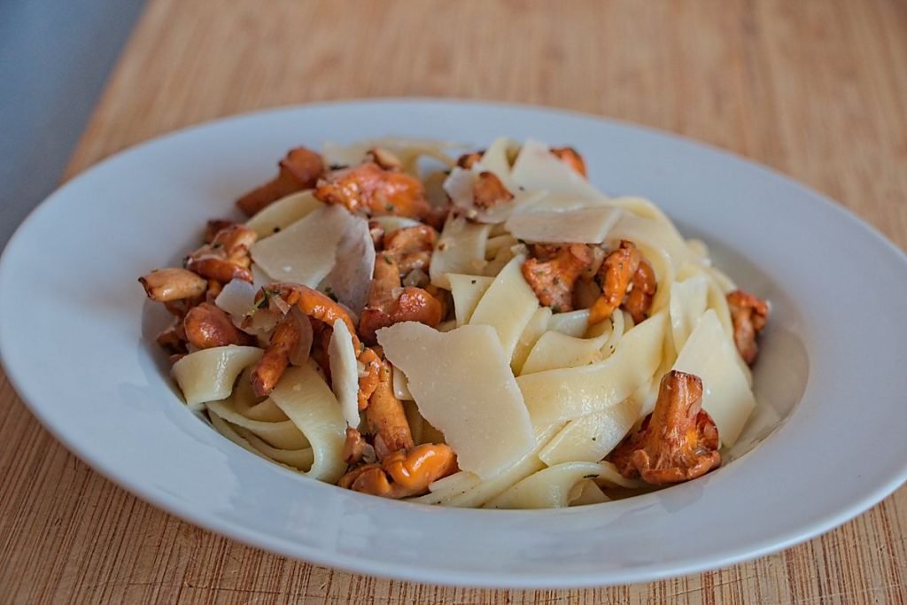 Chanterelle Tagliatelle Finished Dish Served